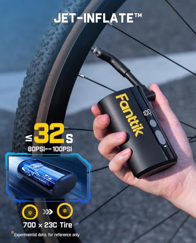 Fanttik X9 Ace Mini Bike Pump, 32s Fast Inflate Bike Pump with Gauge, 150PSI Electric Air Pump with Presta and Schrader Valve, Suitable for Motorcycle, Road Bike, Electric Bike, MTB