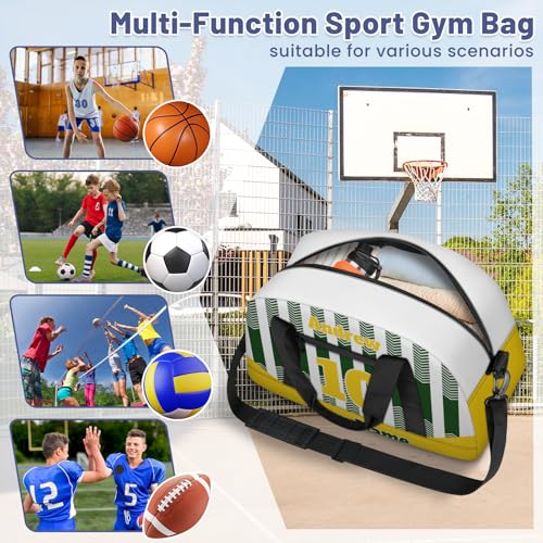 Basketball Soccer Gifts for Boys Girls - Custom Sports Duffle Bag, Personalized Name & Team Bag, Water-Resistant Gym Bag for Basketball, Soccer, Volleyball | Y-Green Yellow - color: Y-Green Yellow