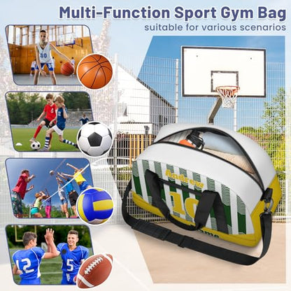 Basketball Soccer Gifts for Boys Girls - Custom Sports Duffle Bag, Personalized Name & Team Bag, Water-Resistant Gym Bag for Basketball, Soccer, Volleyball | Y-Green Yellow - color: Y-Green Yellow
