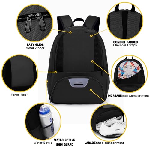 Hsmihair Soccer Bag,Youth Soccer Backpack, Football Volleyball Basketball Backpack fo,Sport Equipment Bags with Shoe compartment