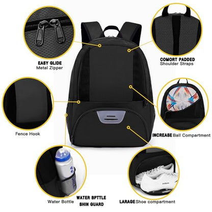 Hsmihair Soccer Bag,Youth Soccer Backpack, Football Volleyball Basketball Backpack fo,Sport Equipment Bags with Shoe compartment