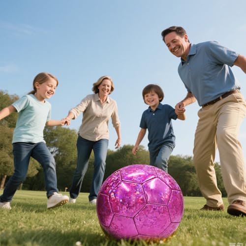 ABAJI Soccer Ball Size 3 4 5 Shiny Pattern Soft Leather Practice Training Gift Soccerball for Boys Girls Come with Pump Needle - color: Blue, style: Size 5