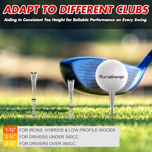 DURARANGE Premium Golf Tees - 5-Prong & 4-Prong Anti-Slip, Enhanced Stability, Unbreakable Golf T 3-1/4" for 360cc Drivers, Ideal Gift for Golfer - color: Luxury Golf Tees- Transparent- 50pk
