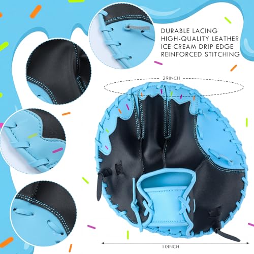 1 Pack Ice Cream Pancake Baseball Training Glove for Right Hand Throw Sizes 10 Soft PVC Infield Fielding Glove for Youth Players, Sturdy Practice Gear for Ground Balls & Defense Drills