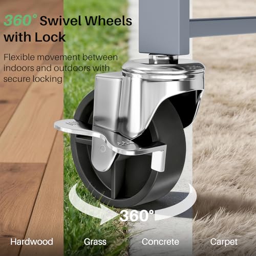 3 Tier Utility Carts - Folding Metal Rolling Cart with Wheels for Kitchen Office Garage Storage, Grey