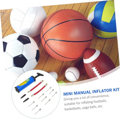 Ciieeo 14pcs Manual Mini Balls Inflator Set with Ball Needles, Blue Portable Pump Kit for Basketball Soccer Football Inflation, Handheld Sports Air Pump for Team Training and Games