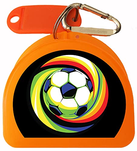 Soccer Mouth Guard case, Mouthguard case, Retainer Case - Soccer Power Ball - color: Orange