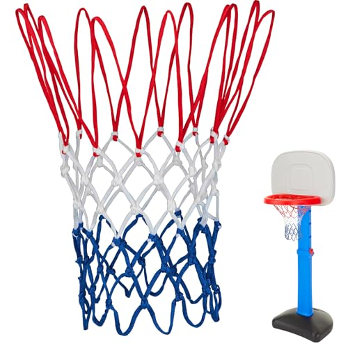 Basketball Net Compatible with Little Tikes,Professional Heavy Duty Basketball Net Replacement,Suitable for Outdoor Standard Basketball Hoop,White-Red-Blue