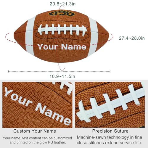 Personalized Football - Customize Your Name, Logo, Text on Great Grip Composite Leather Ball - Gift for Youth, Men, Women - color: Brown, size: Youth Size 6
