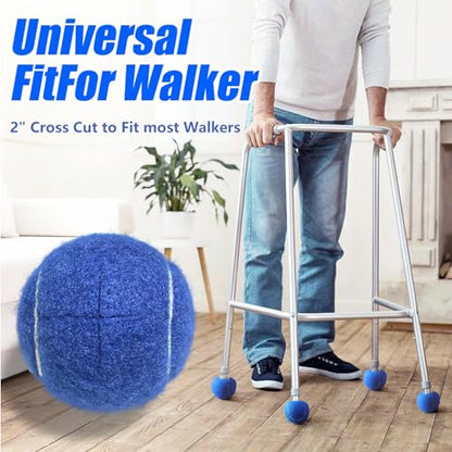 Walker Tennis Balls, Precut Tennis Balls for Walkers, Walker Glide Balls for Chairs, Desks, Furniture Legs and Floor Protection, Heavy Duty Long Lasting Felt Pad Glide Coverings -4PCS Blue - color: Blue-4pcs
