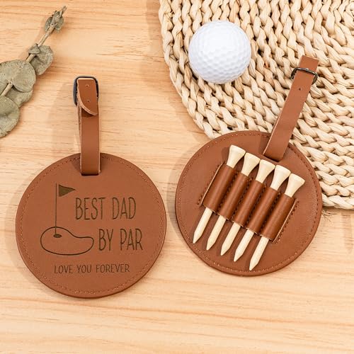 Best Dad by Par - Personalized Wooden Golf Tee Holder, Fathers Day & Birthday Gift for Coach, Grandpa, Uncle - color: Brown-(For Dad)
