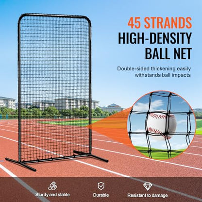 VEVOR Batting Screen - Baseball & Softball Protector with Carry Bag & Ground Stakes, Pitching Net for Pitchers Protection - size: 7*4 ft, style: Heavy I Screen