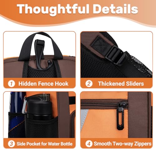 KAVIGOR Youth Baseball Bag, Softball Bag for Girls & Boys, Kids Tball Backpack with Shoes Compartment - color: Orange