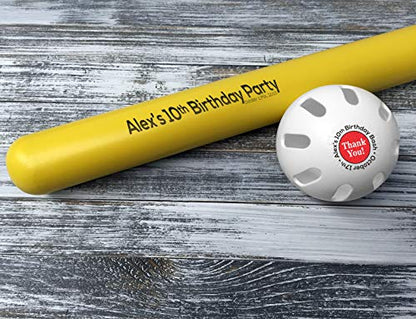 Personalized Plastic Bat & Ball Combo Gift - color: Birthday Bash