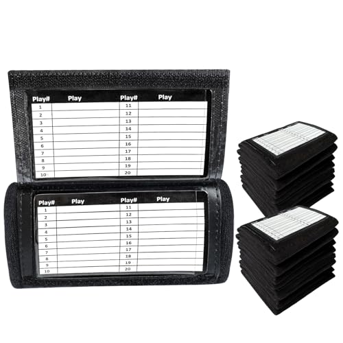Football Play Wristbands, Triple Window Youth and Adults QB Wristband Playbook, Quarterback Wrist Bands for Plays, Softball Wristbands for Signs - color: Black-20Pack, size: Youth