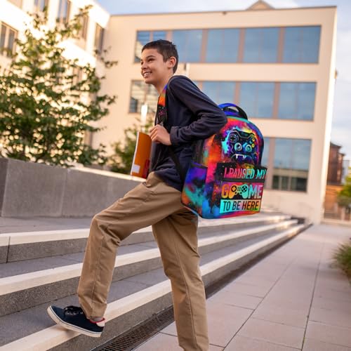 School Backpack for Boys Video Game Backpack for Kids Children Teens Elementary Middle School - Students Bookbag Ages 6-18, Game Bookbag Travel Back Pack - color: Graffiti Gamepad