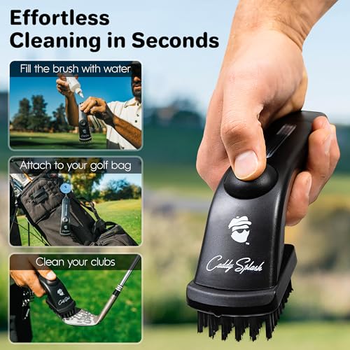 Golf Club Water Brush PRO + Golf Pocket Mag Towel - Black Bundle