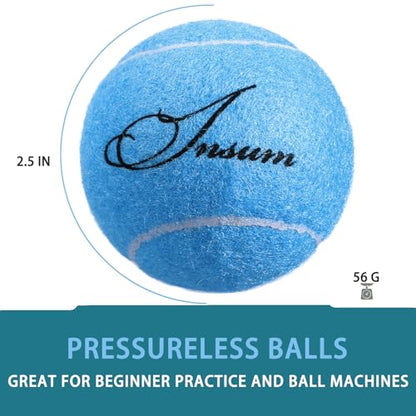 INSUM Bulk Tennis Balls for Beginner – 12 Pack High Elasticity Practice Tennis Balls with Mesh Bag, Suit for Pet Dog Training, Fetching - color: Light Blue