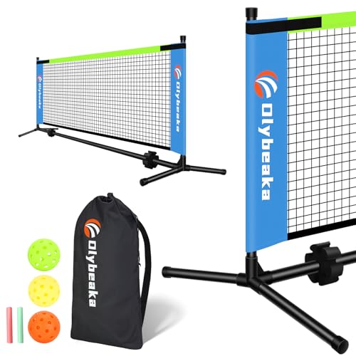 5ft / 10ft / 12.5 ft Mini Pickleball Net for Driveway Backyard with 3 Pickleballs, Carry Bag, Chalks, Portable Half Court Small Pickleball Net for Adults Kids Beginners Pros - color: Blue, size: 10ft