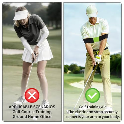 Golf Swing Trainer with Golf Swing Training Aid, Golf Grip Trainer Enhance Grip Strength Precision, Correct Hand Posture, Wrist Trainer Kit with Arm Band for All Golfers