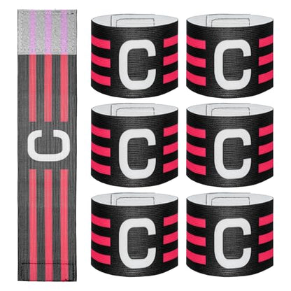 6 Pcs Adjustable Captain Armbands, 12.2x2.55Inch Soccer Captain Armband Elastic Leader Sport Arm Bands for Football Basketball Rugby Volleyball Team Leaders