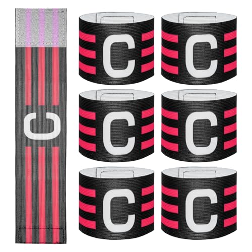 6 Pcs Adjustable Captain Armbands, 12.2x2.55Inch Soccer Captain Armband Elastic Leader Sport Arm Bands for Football Basketball Rugby Volleyball Team Leaders
