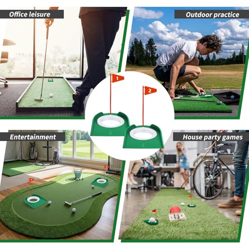 Sotiff Golf Putting Practice Cup Hole Training Aids Golf Accessories Training Putters with Plastic Flag for Adult Office Garage Yard Indoor Outdoor Practice
