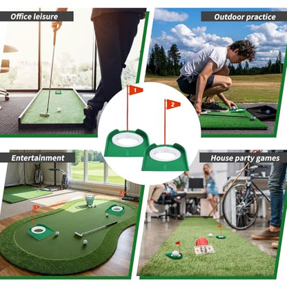 Sotiff Golf Putting Practice Cup Hole Training Aids Golf Accessories Training Putters with Plastic Flag for Adult Office Garage Yard Indoor Outdoor Practice
