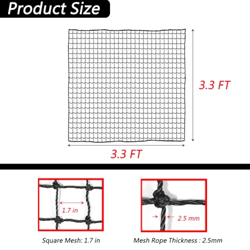 Pitching Net 3.3 X 3.3 FT Baseball Training,Baseball Rebound Net,Suitable for Backyard Practice Throwing,Receiving,Blocking Tennis,Softball,Soccer,Golf etc.