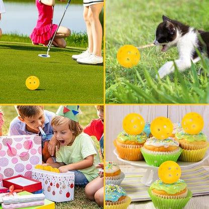 100 Pack Yellow Practice Golf Balls 42mm Plastic Golf Balls Limited Fligh Training Golf Balls AdecortalkBulk for Backyard Swing Practice Driving Range Indoor Outdoor Use