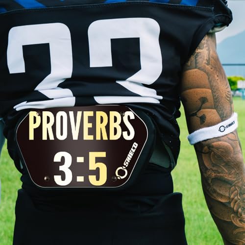 O Shield Golden Cross Chrome Football Back Plate, Lower Back Pads for Football Players, Rear Protector, Cross Series - size: Youth (Weight less than 180 Pounds), style: Proverbs White