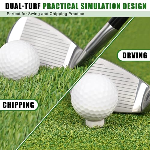 Premium Golf Hitting Mat, 10mm Foam Padding with Rubber Backing Golf Mat, Golf Practice Mat for Indoor and Outdoor Training - style: Larger Dual-Turf Mat