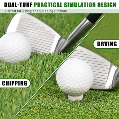 Premium Golf Hitting Mat, 10mm Foam Padding with Rubber Backing Golf Mat, Golf Practice Mat for Indoor and Outdoor Training - style: Larger Dual-Turf Mat