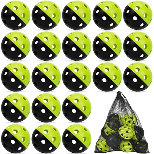 Coopay 24/80 Pack Practice Baseball SoftBalls Plastic Training Balls Lightweight Hollow Balls with a Drawstring Bag for Hitting, Baseball Training Indoor Outdoor Use - color: Half Color Green/Black, style: 24 Pack