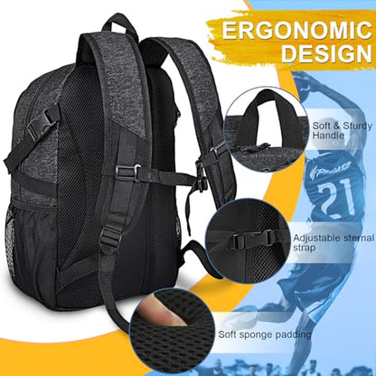 Goloni Basketball Backpack,Large Basketball Bag with Ball Compartment & Shoe Compartment,Sports Bag Fit Volleyball, soccer - color: Black