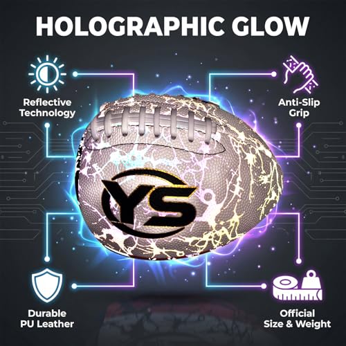 Holographic PassCatch Training Football - Solo Practice Trainer for Passing & Catching, Durable Composite Material with Dazzling Flash-Activated Light Show, - color: Red＆White