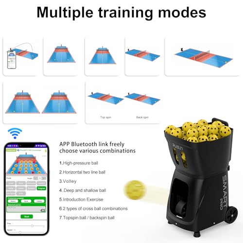 PP-SMART Pro Pickleball Machine - Professional Auto Ball Server with APP Control, 20 Landing Points & Dink Training, Smart Pickleball Launcher with Multi-Angle System (4-6H Runtime) (White)