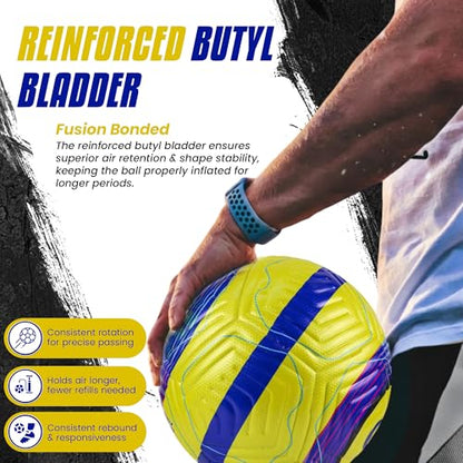 STRIKA Soccer Ball – Match-Level Performance, Seamless Hybrid Bonded (No-Stitch), True Flight Control, All-Weather Durability – Size 5 & 4 Training & Game Ball