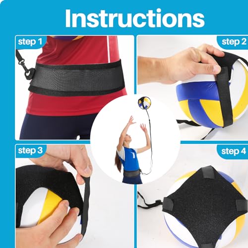 Davllin Volleyball Training Equipment Aid,Premium Volleyball Rebounder Trainer Kit,Solo Practice Trainer for Serving Setting Spiking and Arm Swing,Volleyball Gifts for Teen Girls & Boys - style: 4-in-1 Basic