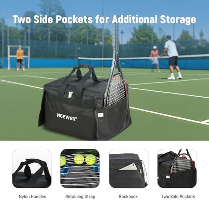 NEEWER Tennis Ball Hopper with Carry Bag, 30-58"/77-148cm Telescopic Golf Ball Retriever Pickleball Picker Upper, Rolling Collector Basket Holder Roller, Training Accessories & Equipment, TB01S