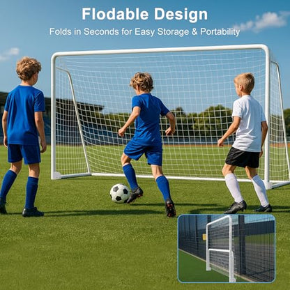 MOPHOTO Soccer Goal, 6X4/8x6/10x6.5/12x6/16x7/18.5x6.5/21x7/24x8ft Soccer Goals for Backyard, Full Size Soccer Goal for Teens & Adults Training - size: 10x6.5FT, style: Alloy Steel-Foldable