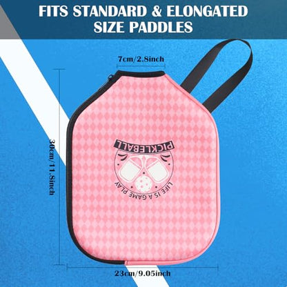 Pickleball Paddle Cover, Neoprene Racket Sleeve with Zipper, 11.8" * 9.05" Soft & Durable Pickleball Paddle Protection Cover 1Pc & 2 Pcs - color: Pink 1 Pc