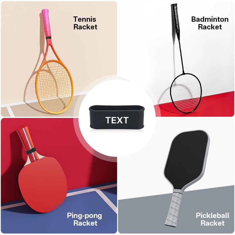 2PCS Custom Pickleball Paddle Name Bands Silicone Personalized Ring Grip Bands for Tennis Table Tennis Badminton