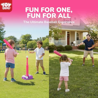 TOY Life T Ball Set for Kids 3-5 5-8, Toddler Baseball Set for Girls, T Ball Stand Sets, Tball Bating Tee Outdoor Indoor Toys for Toddler Girls - style: Tee, Bat & 6 Balls