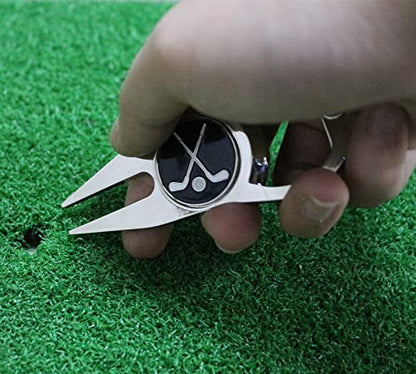 Golf Divot Repair Tool with Ball Marker, A Unique and Multi-Functional Golf Accessory, Nickel - color: Black