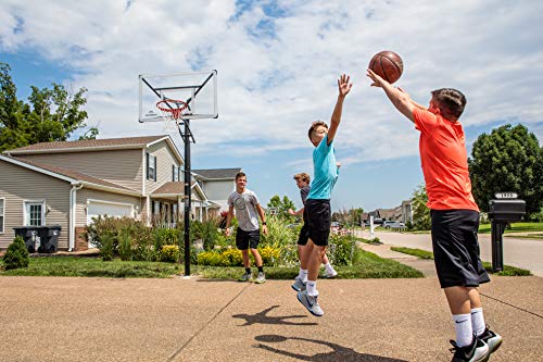 Silverback Height Adjustable In-Ground Basketball Hoop with Tempered Glass Backboard, Pro-Style Breakaway Rim, Pole and Backboard Pad