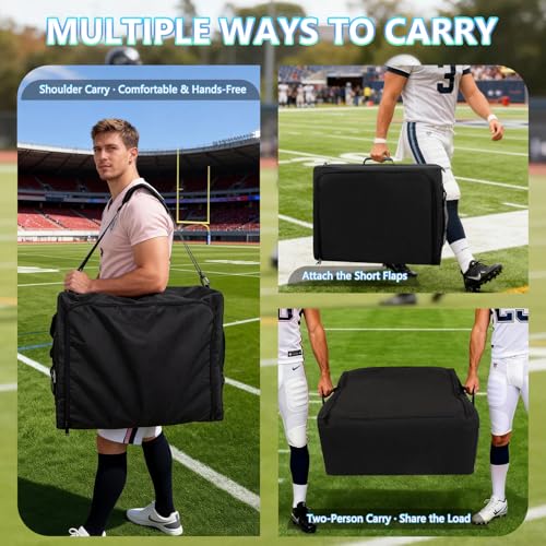 Football Bag Holds 12 Official-Size Footballs, 12-Compartment Ball Carrier with Dividers, Top-Open Organizer Case with Shoulder Strap, Football Team Gear Storage for Practice & Game Day, Bag Only