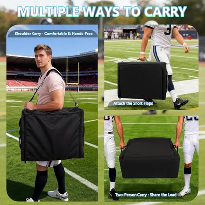 Football Bag Holds 12 Official-Size Footballs, 12-Compartment Ball Carrier with Dividers, Top-Open Organizer Case with Shoulder Strap, Football Team Gear Storage for Practice & Game Day, Bag Only