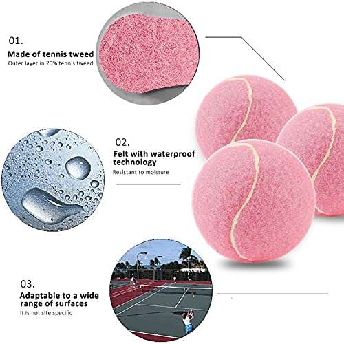 URBEST Tennis Ball 12 Packs Training Tennis Balls Practice Balls for Novice Player, Pet Dog Playing Balls with Mesh Carry Bag - color: Light Pink