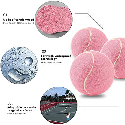 URBEST Tennis Ball 12 Packs Training Tennis Balls Practice Balls for Novice Player, Pet Dog Playing Balls with Mesh Carry Bag - color: Light Pink
